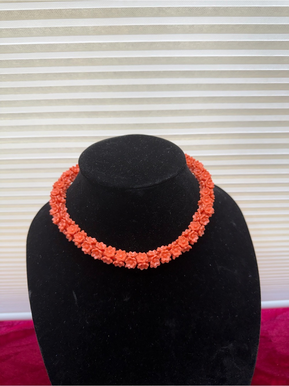 Vintage Trifari Coral Flower Necklace